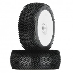 Pre-Mounted Hex Shot S3 Compound Front Rear Tires 2 pcs w/ 17mm White Rim For 1/8 RC Buggy